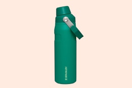 a green water bottle 