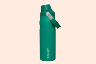 a green water bottle 