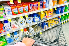 shopping cart in a laundry aisle