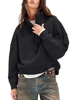 Women's Oversized Henley Sweatshirt