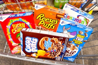Cereal in a shopping cart