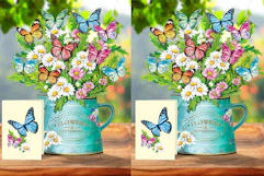Pop Up Flower Cards, 2 Packs, Daisies and Butterflies,12inch Flower Bouquet 3D