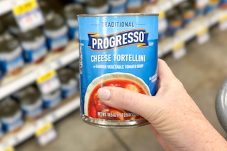 hand holding a can of progresso soup