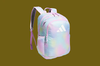 an adidas backpack on an olive background