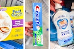 3 in-store photos of Walmart products: Feel Good, Crest & Suavitel