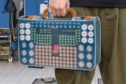 man holding battery storage organizer case