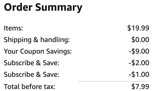 an amazon order summary ending in $7.99