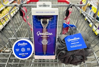 goodline molding clay, razor, and shower pouf in cart