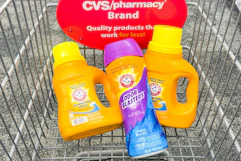 arm and hammer laundry products in a cvs cart