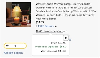 candle lamp Amazon receipt