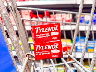 two boxes of tylenol caplets in walmart cart