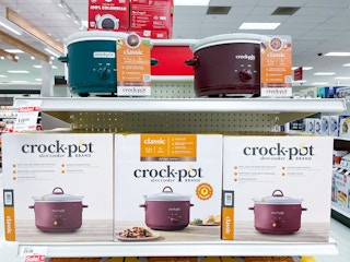 crockpot slow cookers sitting on a target shelf