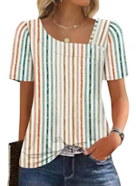 Women's Short Sleeve Square Neck Top