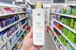 hand holding dove shampoo at walgreens