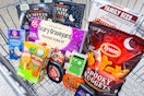 halloween foods in an aldi shopping cart