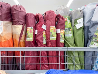 Ozark Trail Camping Chairs (multiple colors) in camping aisle at Walmart store