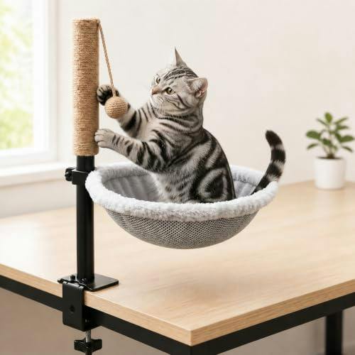 Cat Desk Bed with Scratching Post