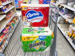 charmin and bounty paper products in walgreens cart