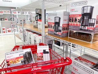 black and decker kitchen appliances in cart