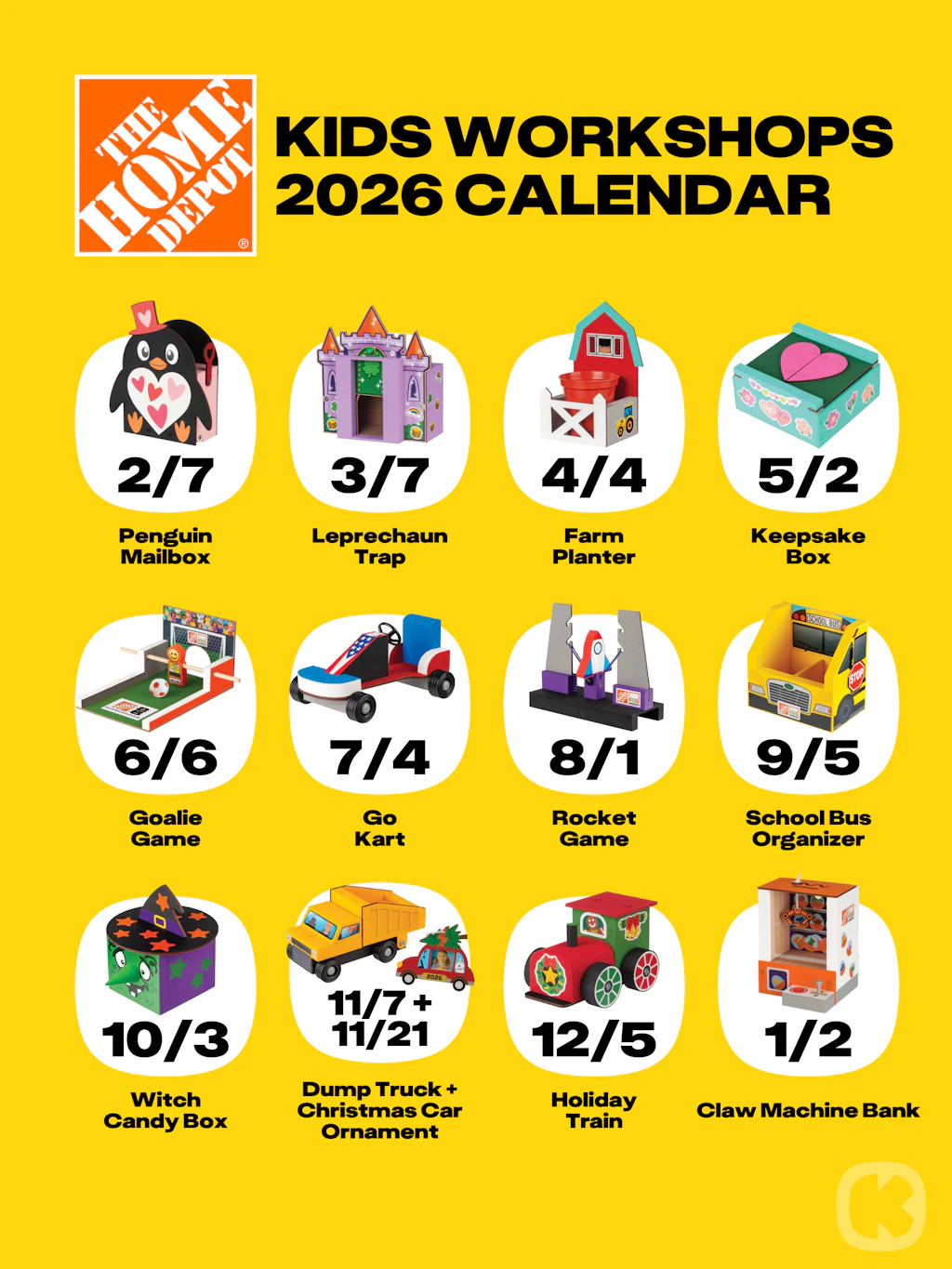 Home Depot Kids Workshop Schedule: FREE Project on Oct. 3 - The Krazy ...