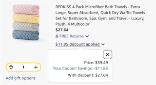 towel Amazon receipt