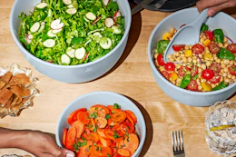 lifestyle image of food in mixing bowls on a table