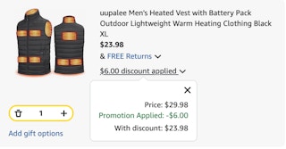 heated vest Amazon receipt
