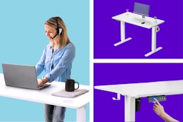 3 stock images of the CONCETTA Electric Height Adjustable Desk