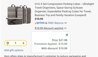compression cubes Amazon receipt