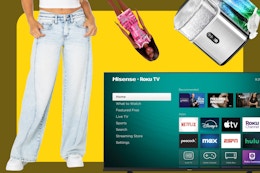 women's No Boundaries jeans, Barbie doll, nugget ice maker, and Hisense TV