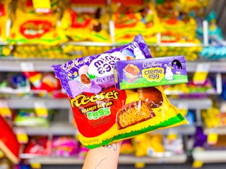 hand holding easter candy bags