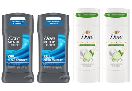2 Dove + 2 Dove Men+Care Deodorants