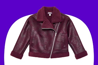 Stock image of a Weekend Academy Kids Faux Leather Jacket in the color "Dark Cherry"