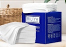 a blue pack of disposable face towels