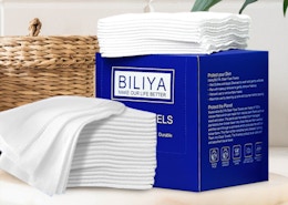 a blue pack of disposable face towels