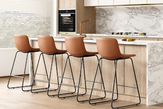 4 brown barstools
