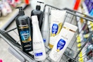 tresemme, pantene, and nexxus shampoo in a cart