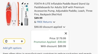 paddle board Amazon receipt