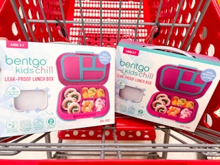 two boxes of Bentgo lunch containers in a Target shopping cart