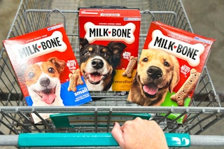 milk-bone dog treats in shopping cart