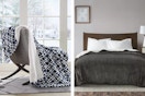 Different color Serta electric throw and bed blankets. 