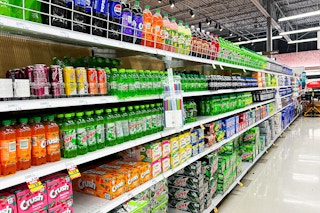 area shot of the meijer soda aisle