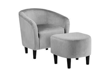 Barrel Accent Chair with Ottoman