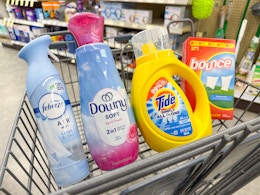 bounce downy tide febreze items in walgreens cart