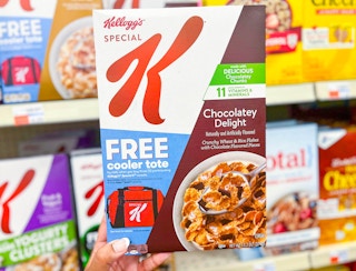 hand holding Special K cereal box