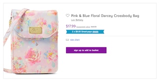 zulily screenshot of luv betsey johnson floral darcey crossbody bag