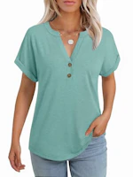Women's Short Sleeve Henley Top