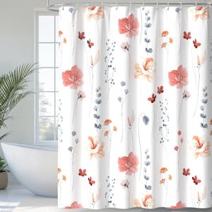 Watercolor Floral Shower Curtain Set