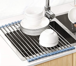 dish drying rack on a sink