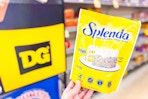 hand holding a bag of splenda sweetener